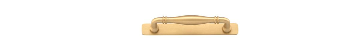 Iver Sarlat Cabinet Pull with Backplate - Brushed Brass - CTC 128mm (21066B)