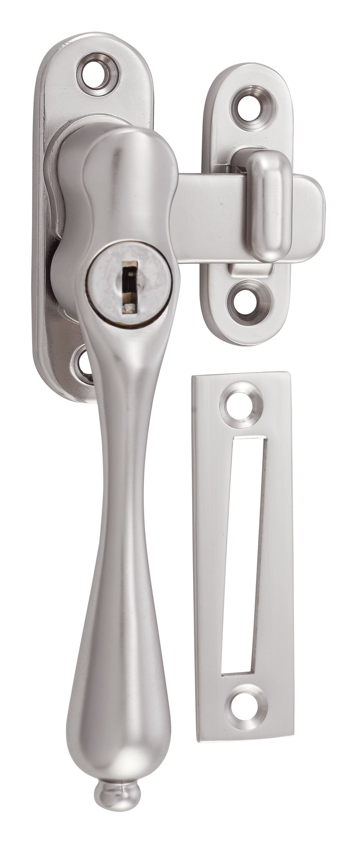Tradco Casement Fastener Locking Teardrop - Left Hand - Satin Nickel (9804)