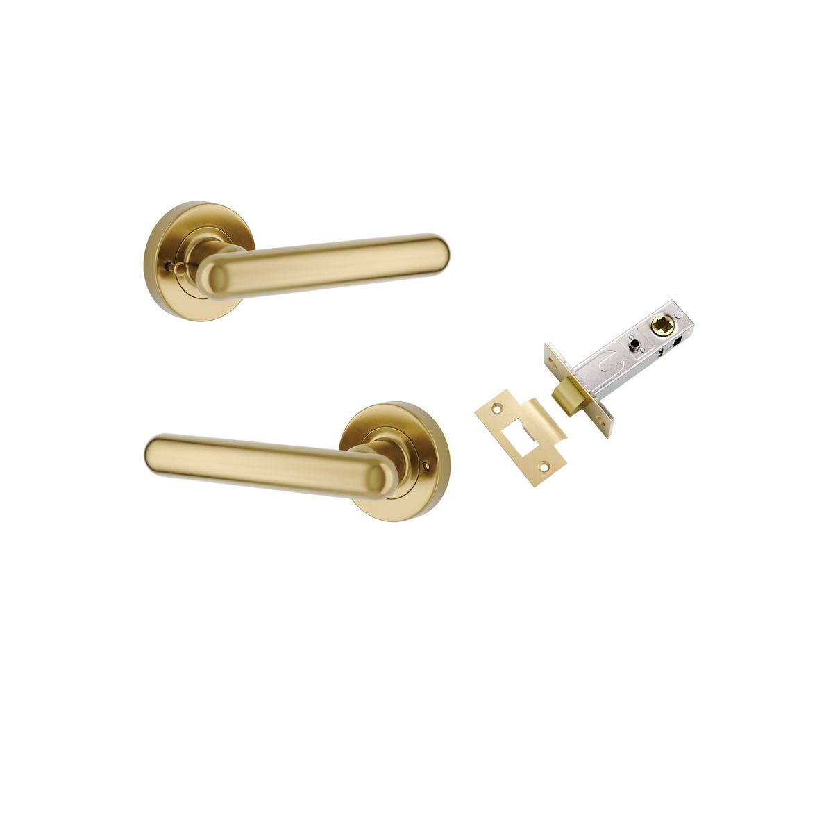 Iver Puerto Round Rose Lever Set - Complete Kits - Brushed Gold PVD - Privacy Separate - Complete (24000KPRIV60)