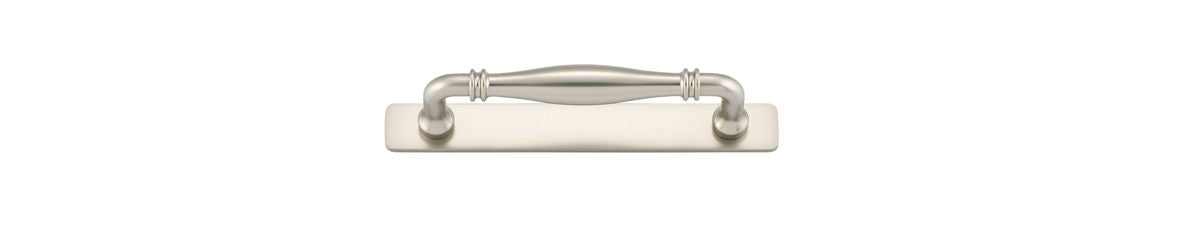 Iver Sarlat Cabinet Pull with Backplate - Satin Nickel - CTC 128mm (21069B)