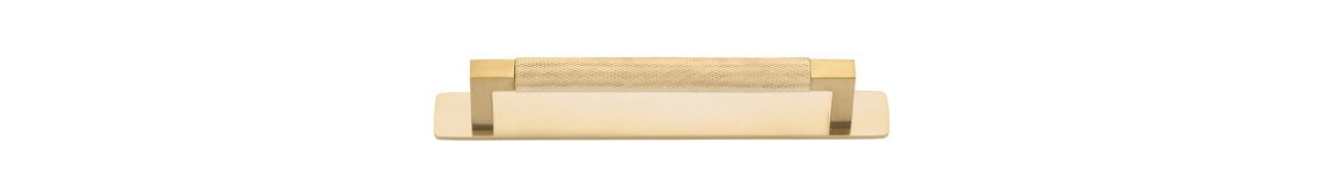 Iver Brunswick Cabinet Pull with Backplate - Brushed Gold PVD - CTC 160mm (22110B)