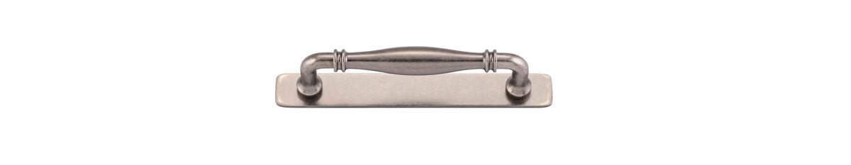 Iver Sarlat Cabinet Pull with Backplate - Distressed Nickel - CTC 128mm (21067B)