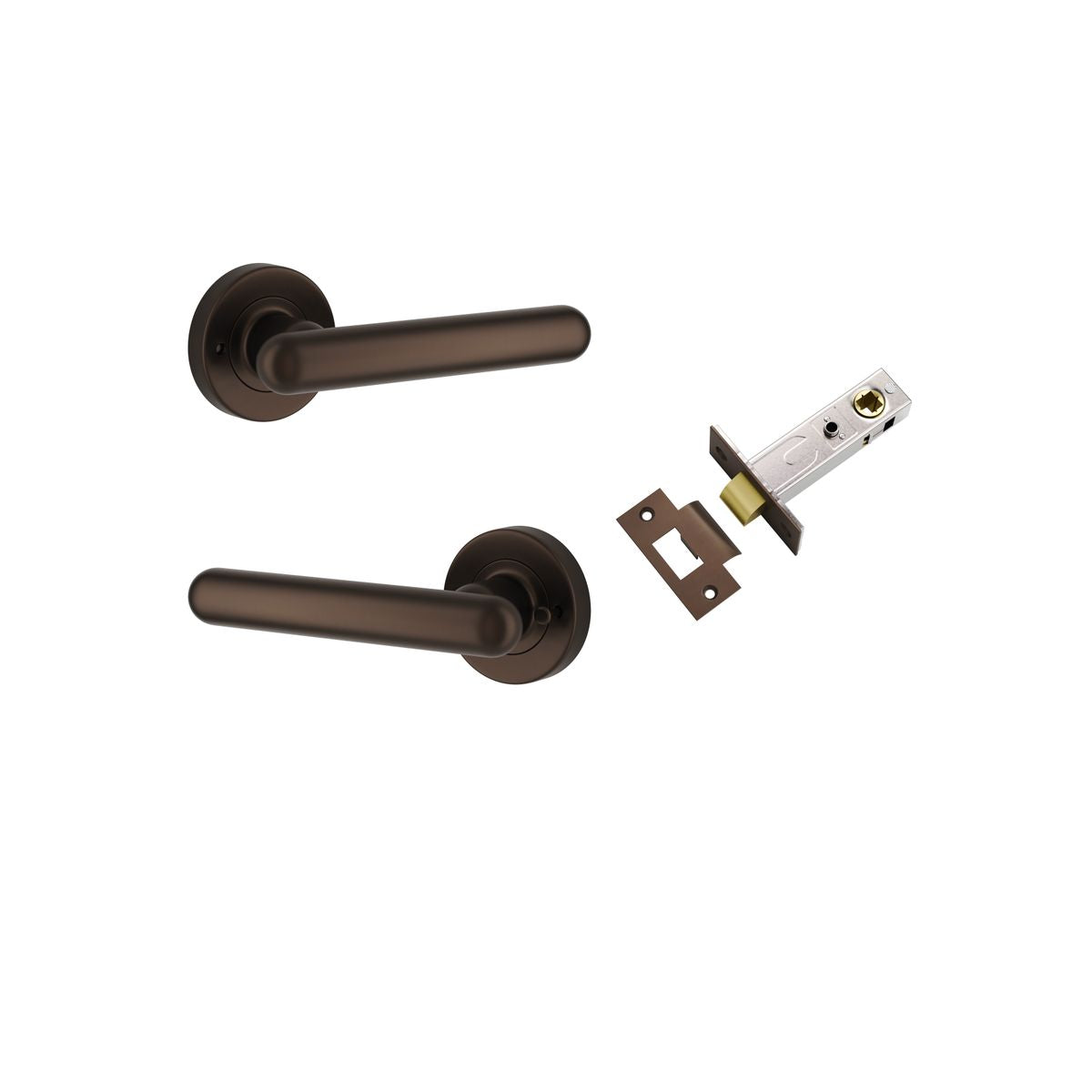Iver Puerto Round Rose Lever Set - Complete Kits - Signature Brass - Privacy Separate - Complete (24002KPRIV60)