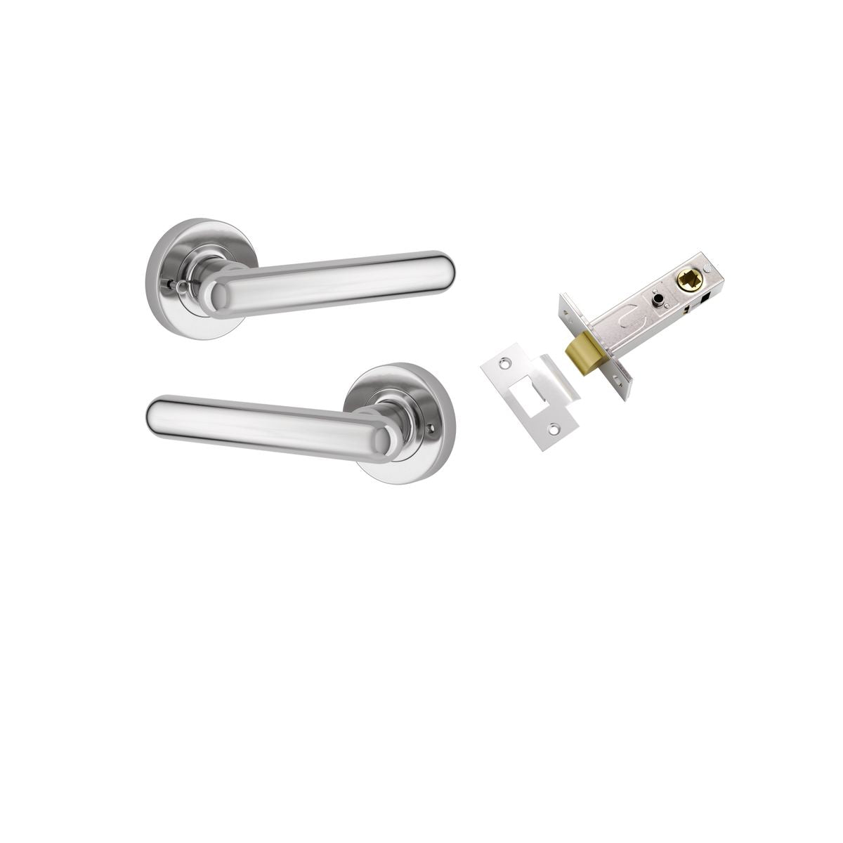 Iver Puerto Round Rose Lever Set - Complete Kits - Polished Chrome - Privacy Separate - Complete (24004KPRIV60)