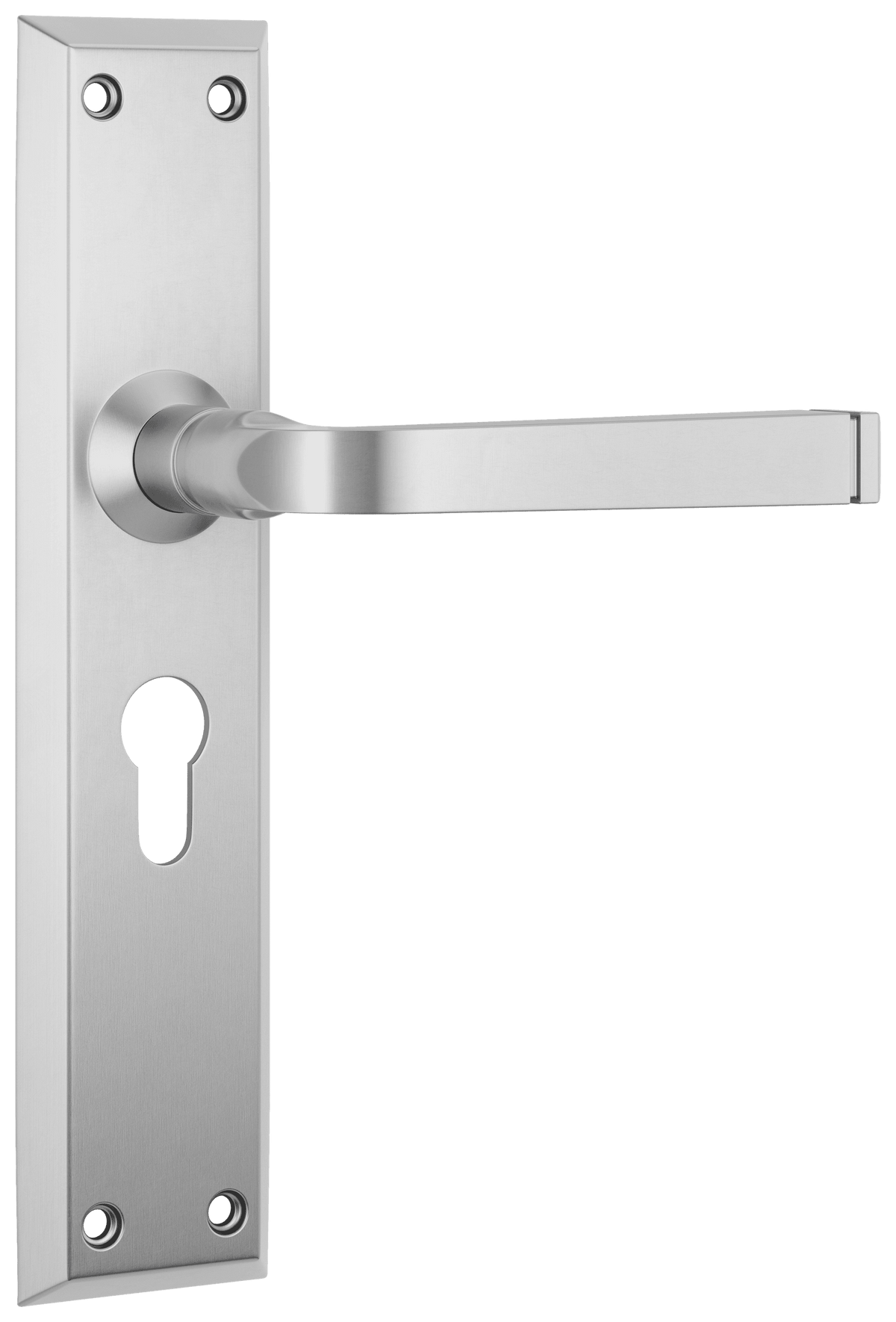 Tradco Menton Lever Long Backplate Door Handle - Satin Chrome - Euro (0687E)