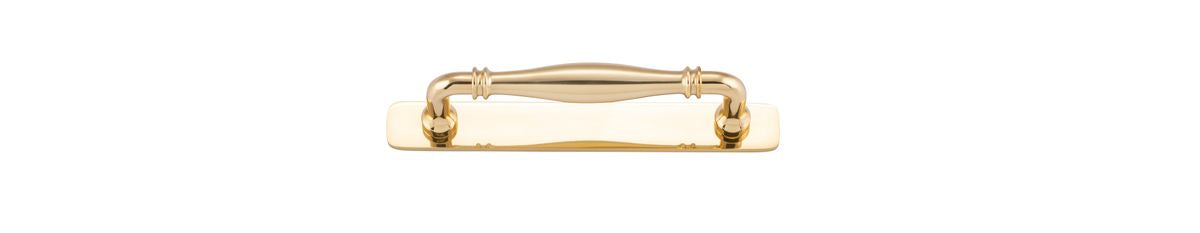 Iver Sarlat Cabinet Pull with Backplate - Polished Brass - CTC 128mm (21060B)
