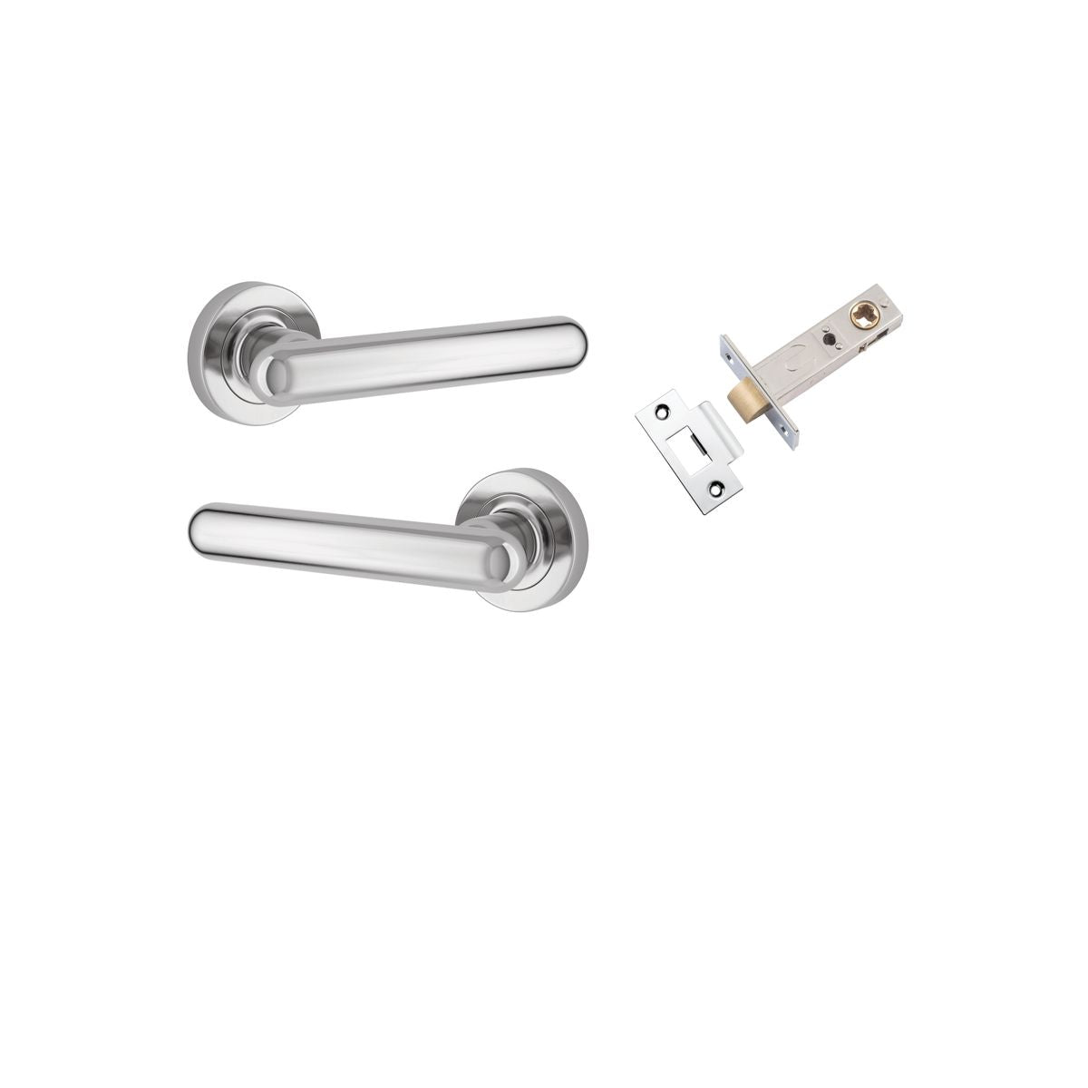 Iver Puerto Round Rose Lever Set - Complete Kits - Polished Chrome - Passage Set - Complete (24004KPASS60)