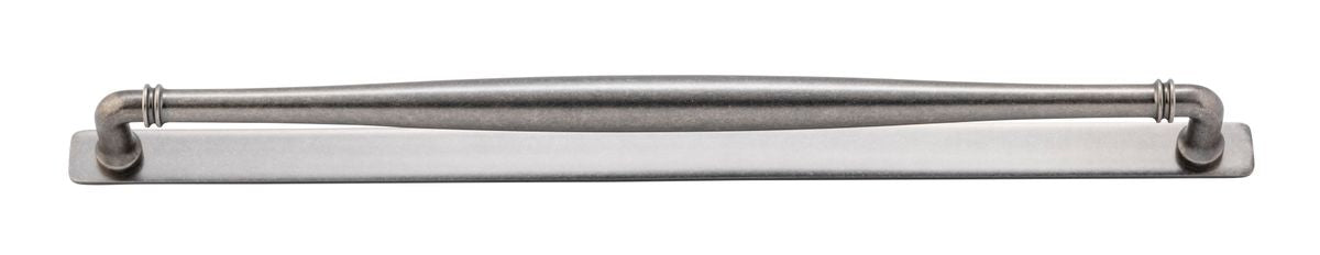 Iver Sarlat Cabinet Pull with Backplate - Distressed Nickel - CTC 450mm (21107B)