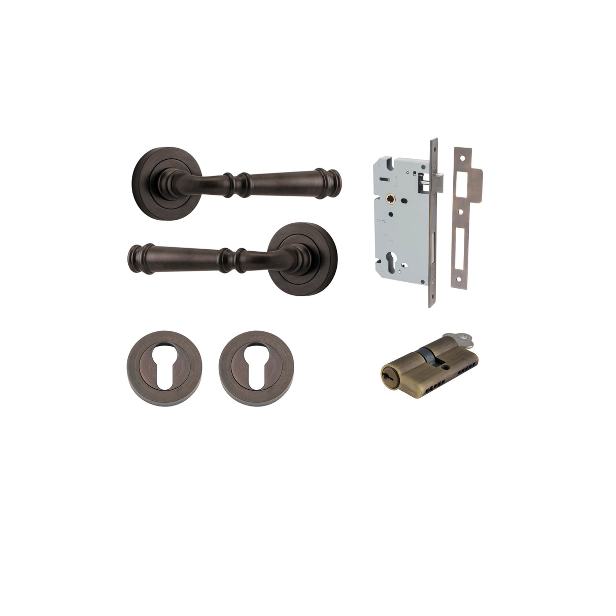 Iver Verona Round Rose Lever Set - Complete Kits
