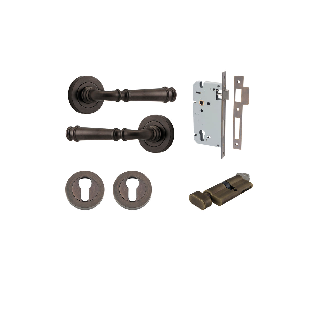Iver Verona Round Rose Lever Set - Complete Kits