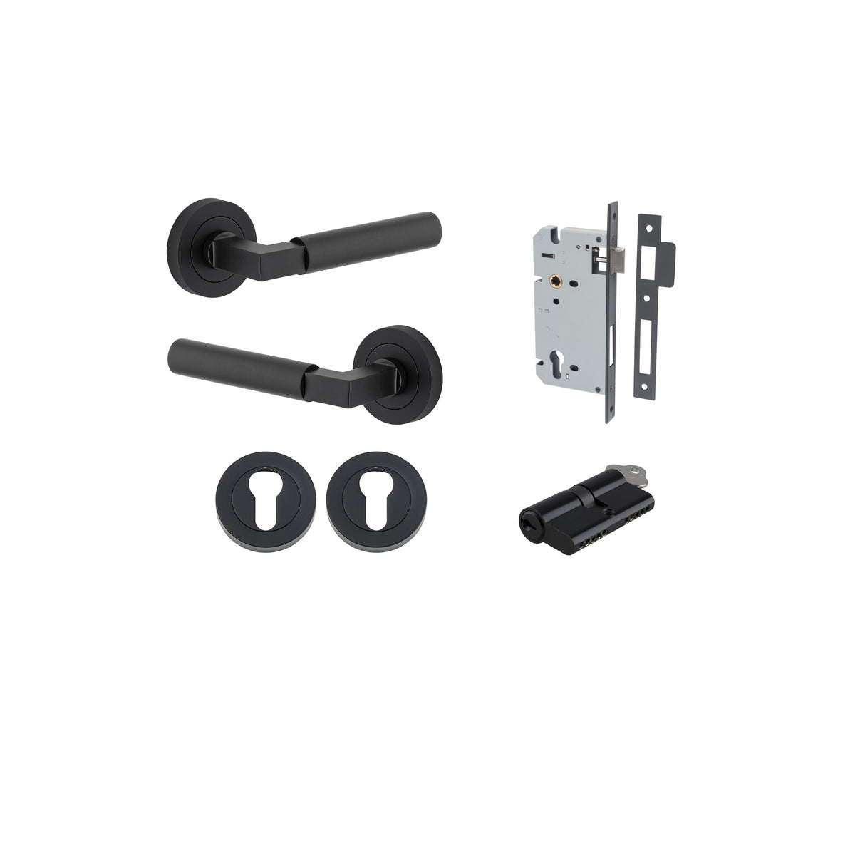 Iver Berlin Round Rose Lever Set - Complete Kits