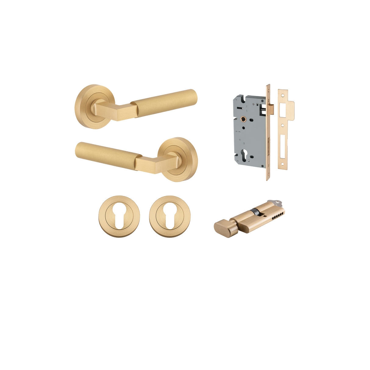 Iver Berlin Round Rose Lever Set - Complete Kits