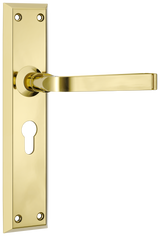 Tradco Menton Lever Long Backplate, Polished Brass, Euro