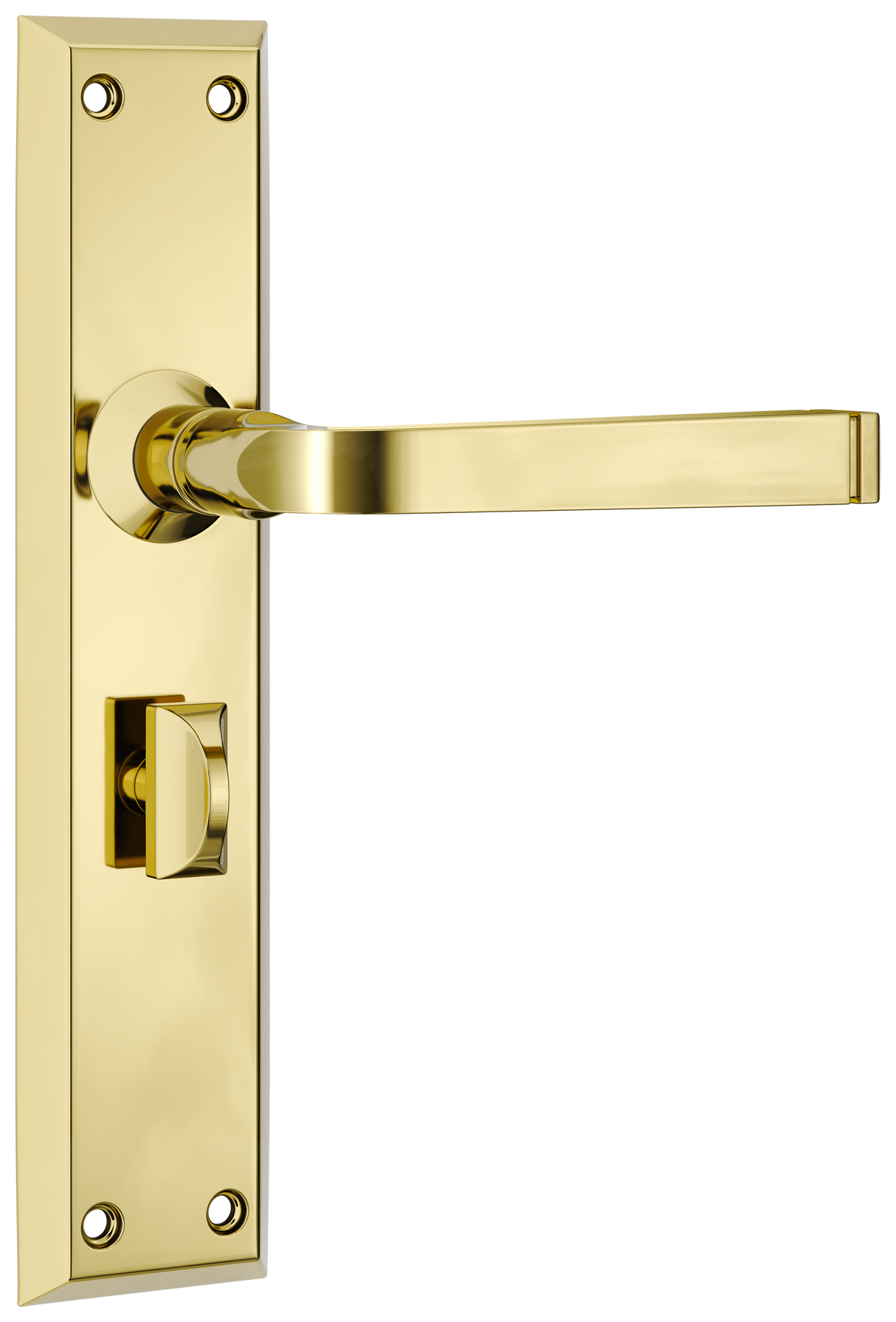 Tradco Menton Lever Long Backplate, Polished Brass, Privacy