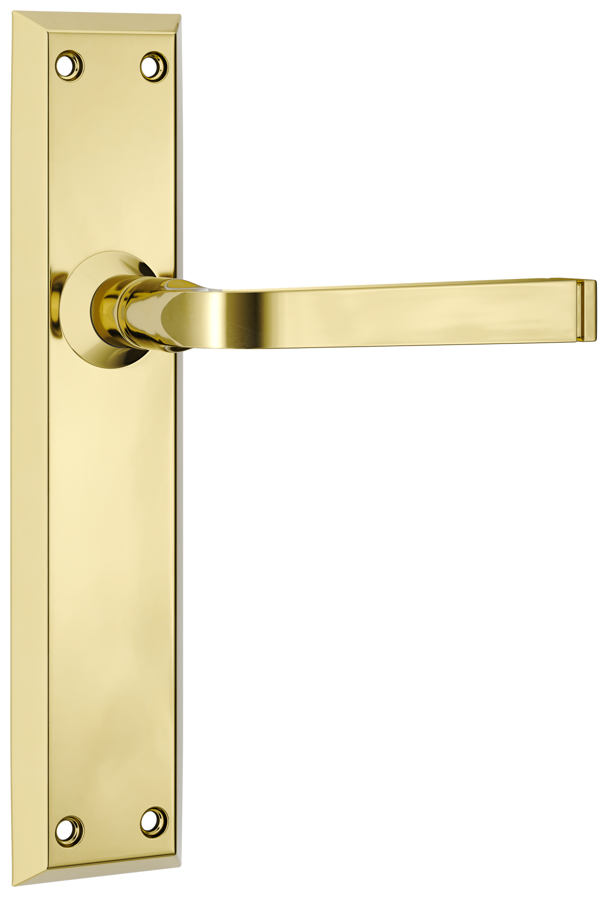 Tradco Menton Lever Long Backplate, Polished Brass, Passage
