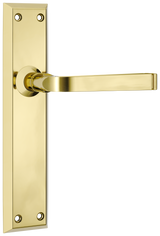 Tradco Menton Lever Long Backplate, Polished Brass, Passage