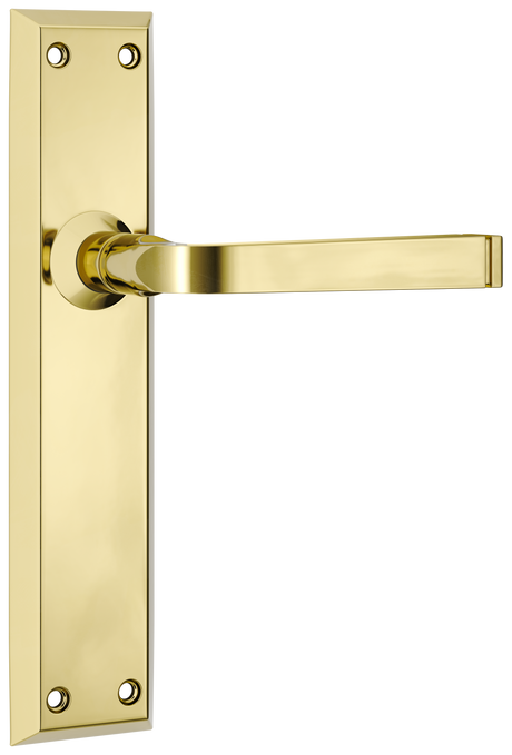 Tradco Menton Lever Long Backplate, Polished Brass, Passage