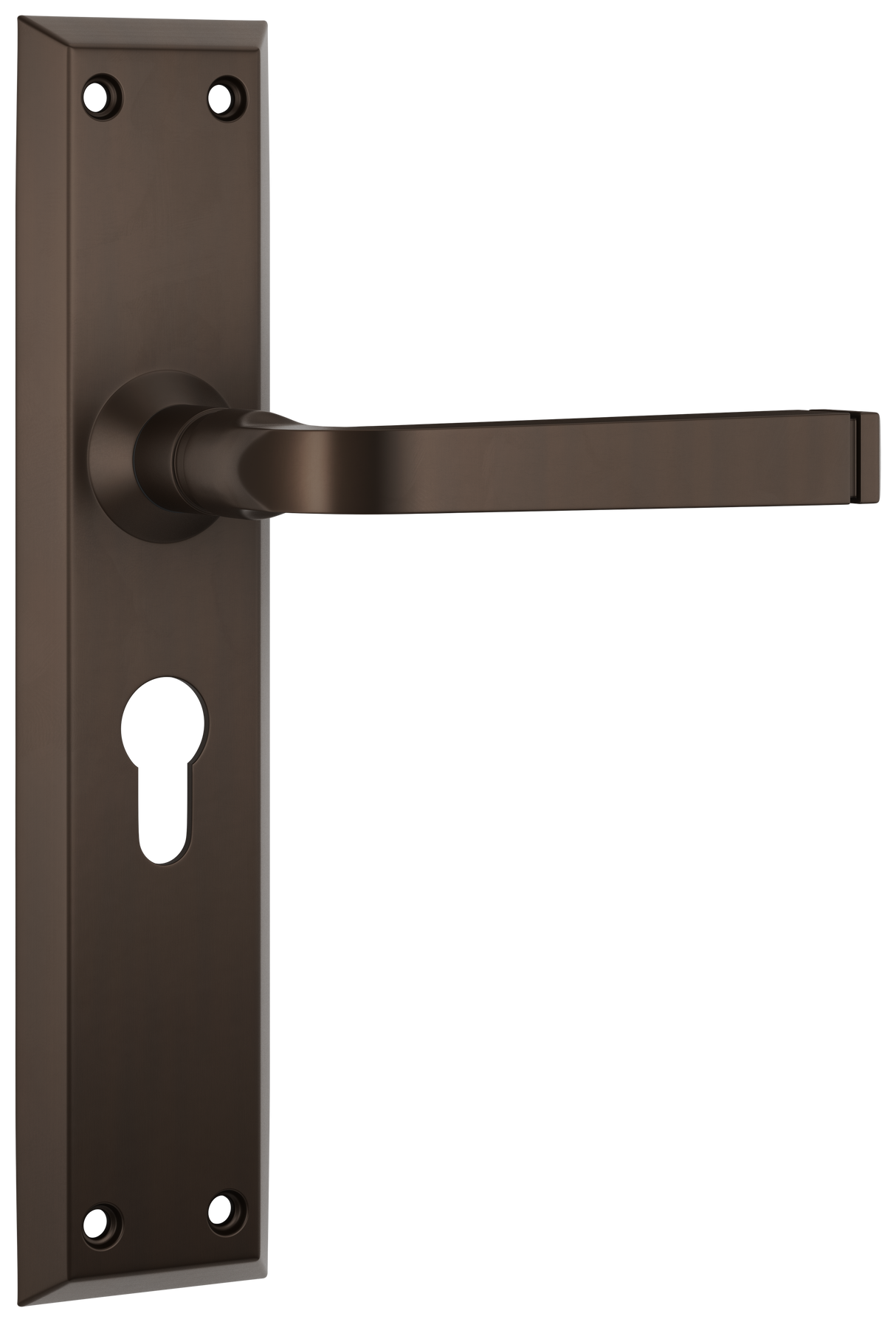 Tradco Menton Lever Long Backplate, Antique Brass, Euro