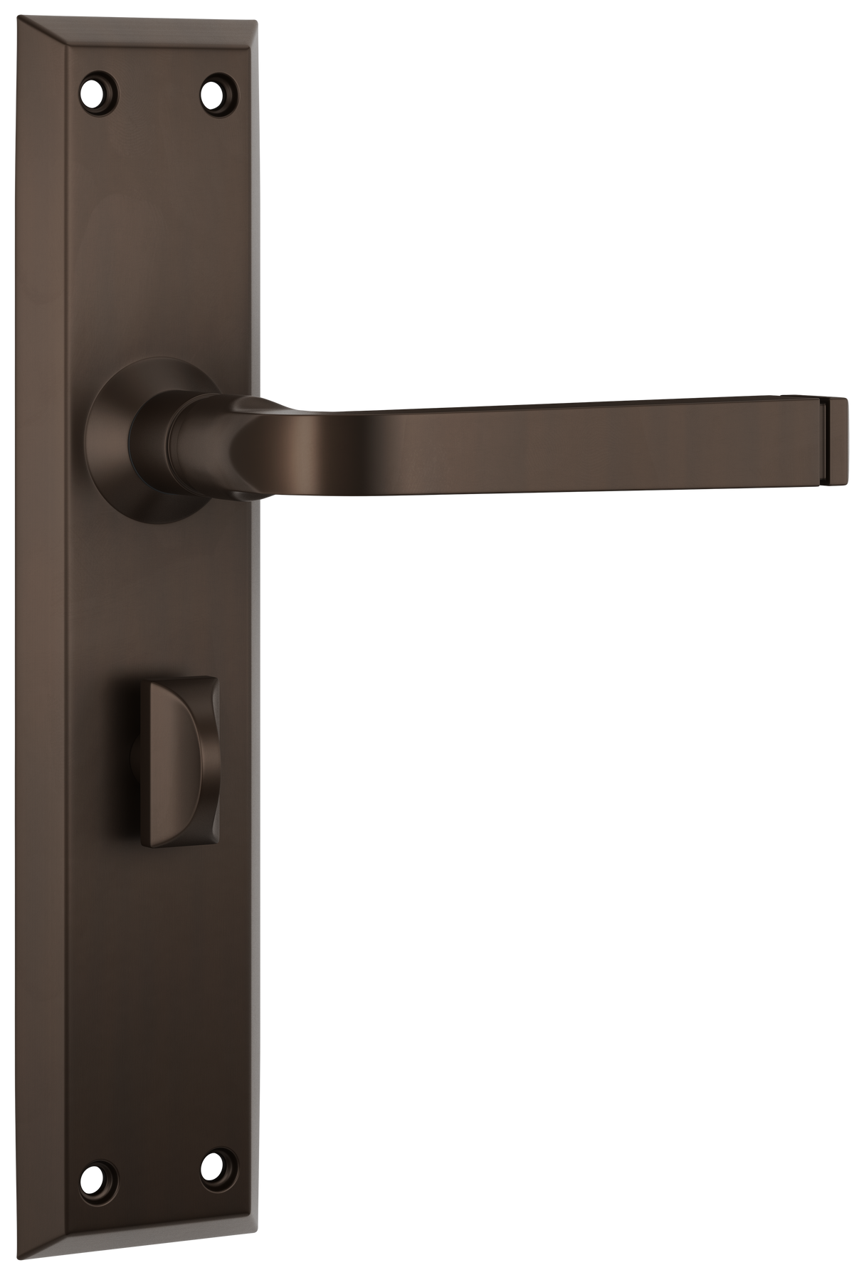 Tradco Menton Lever Long Backplate, Antique Brass, Privacy