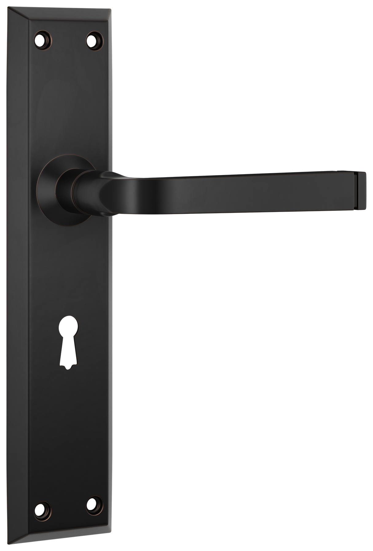 Tradco Menton Lever Long Backplate, Antique Copper, Skeleton Key