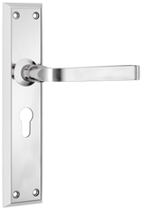 Tradco Menton Lever Long Backplate, Chrome Plated, Euro