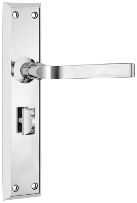 Tradco Menton Lever Long Backplate, Chrome Plated, Privacy