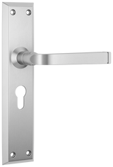 Tradco Menton Lever Long Backplate, Satin Chrome, Euro