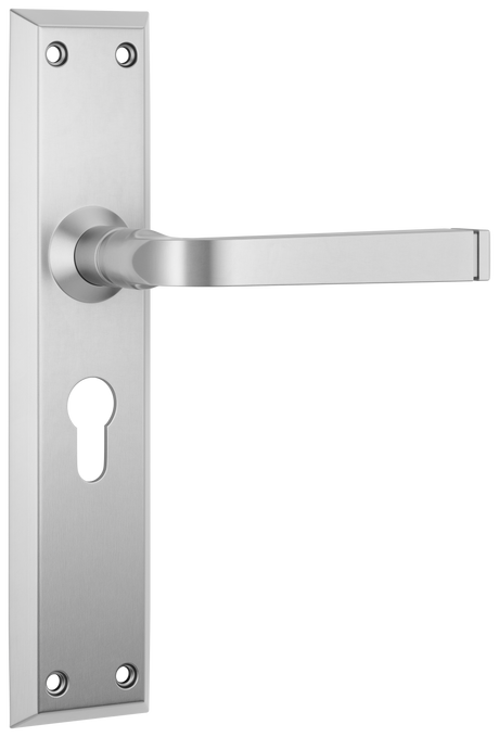 Tradco Menton Lever Long Backplate, Satin Chrome, Euro