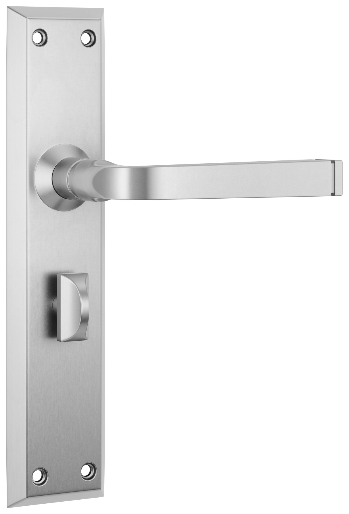 Tradco Menton Lever Long Backplate, Satin Chrome, Privacy