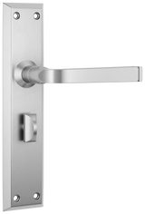 Tradco Menton Lever Long Backplate, Satin Chrome, Privacy
