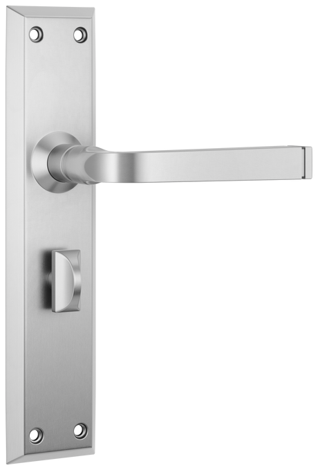 Tradco Menton Lever Long Backplate, Satin Chrome, Privacy