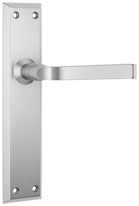 Tradco Menton Lever Long Backplate, Satin Chrome, Passage