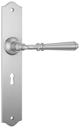 Tradco Reims Lever Long Plate, Satin Chrome, Skeleton Key