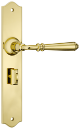 Tradco Reims Lever Long Plate, Polished Brass, Privacy