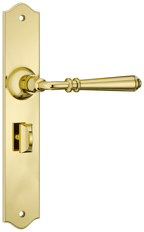 Tradco Reims Lever Long Plate, Polished Brass, Privacy