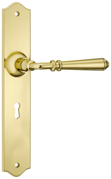 Tradco Reims Lever Long Plate, Polished Brass, Skeleton Key