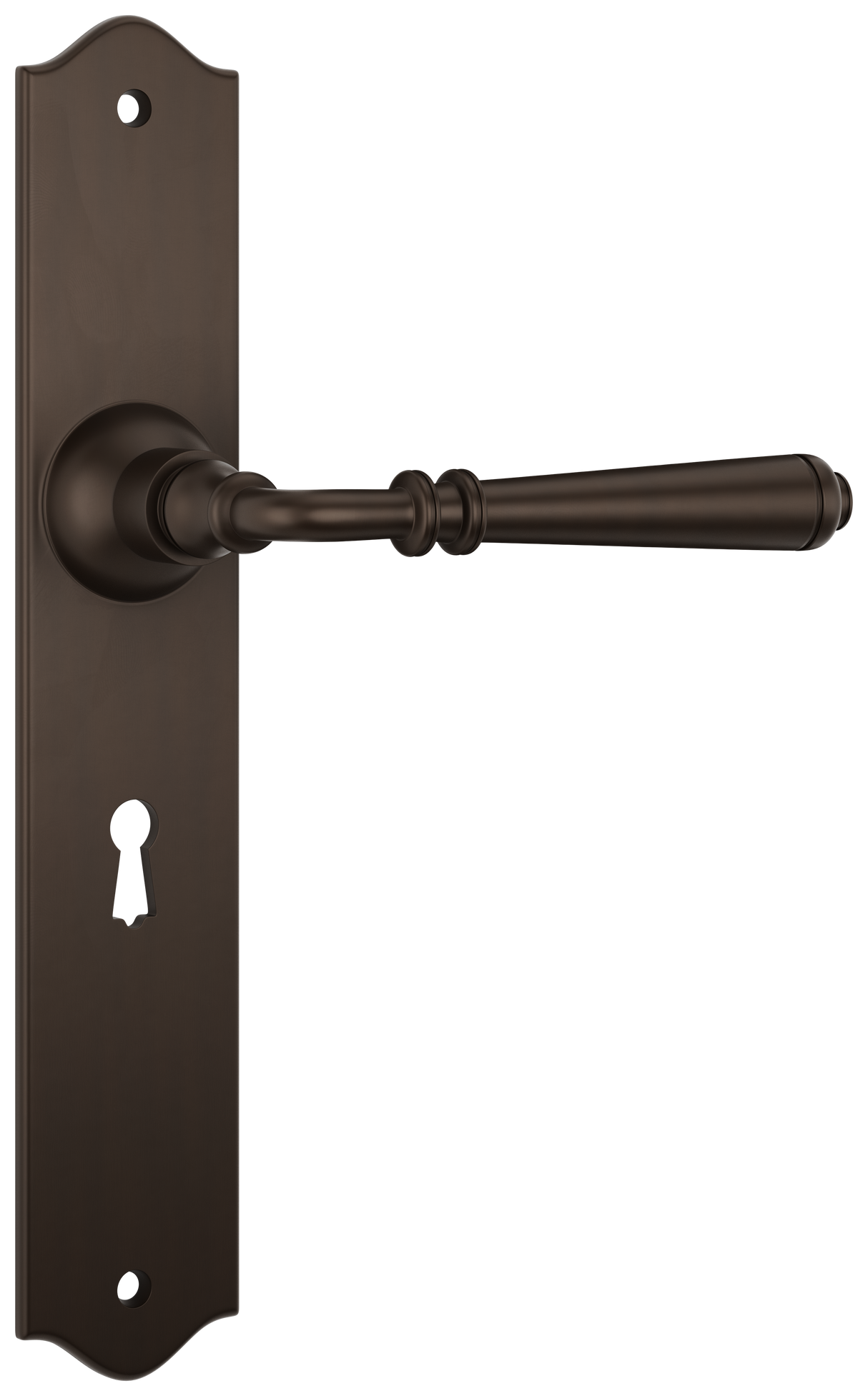 Tradco Reims Lever Long Plate, Antique Brass, Skeleton Key