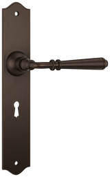 Tradco Reims Lever Long Plate, Antique Brass, Skeleton Key