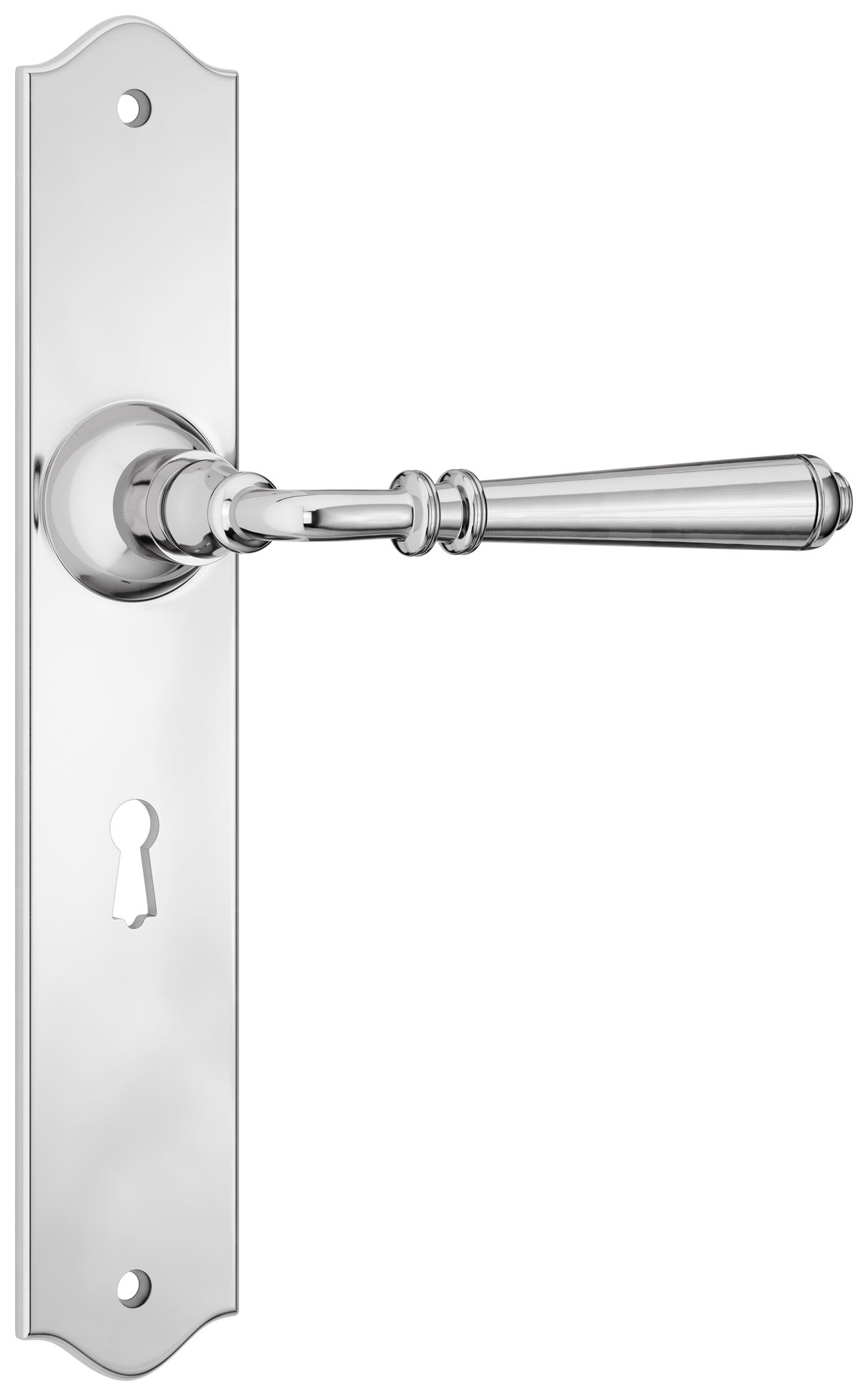 Tradco Reims Lever Long Plate, Chrome Plated, Skeleton Key