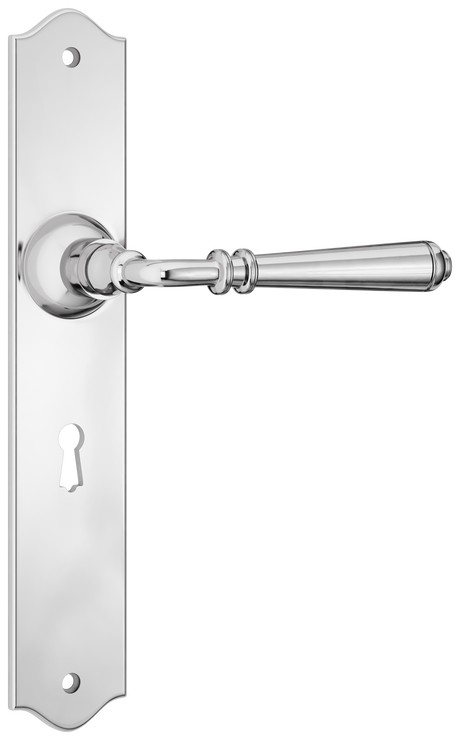 Tradco Reims Lever Long Plate, Chrome Plated, Skeleton Key