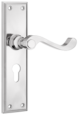 Tradco Milton Lever, Chrome Plated, Euro