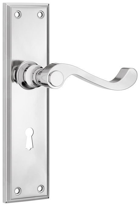 Tradco Milton Lever, Chrome Plated, Skeleton Key