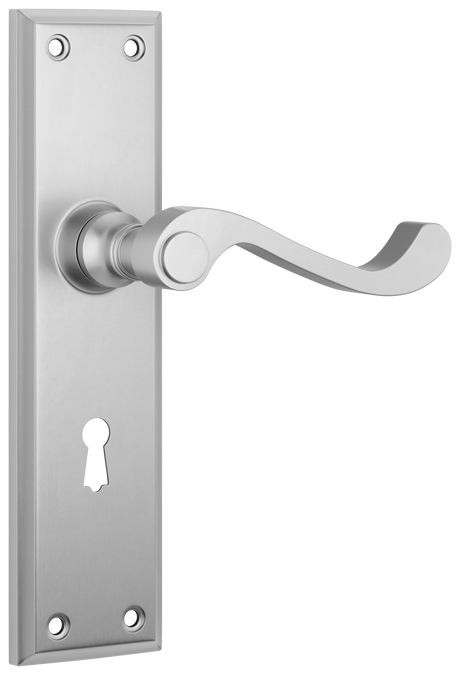 Tradco Milton Lever, Satin Chrome, Skeleton Key