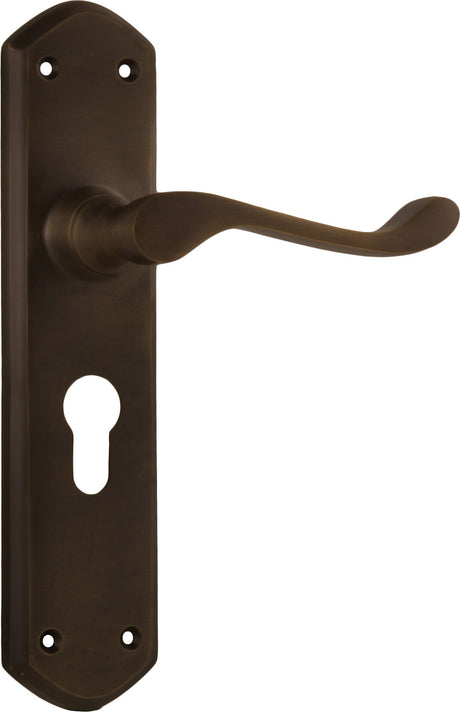 Tradco Windsor Door Lever Antique Brass Euro