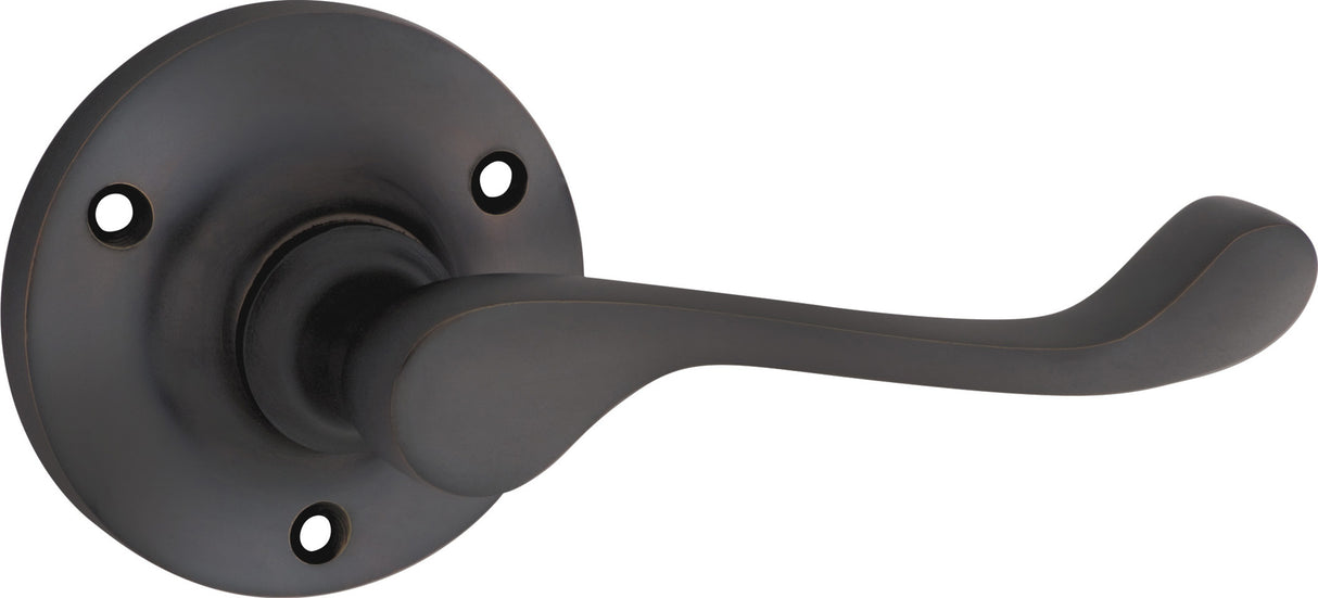 Tradco Victorian Door Lever on Round Rose Antique Copper