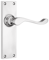 Tradco Victorian Door Lever on Plate Chrome Plated Latch