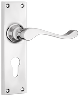 Tradco Victorian Door Lever on Plate Chrome Plated Euro