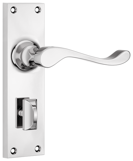 Tradco Victorian Door Lever on Plate Chrome Plated Privacy