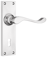 Tradco Victorian Door Lever on Plate Chrome Plated Lock