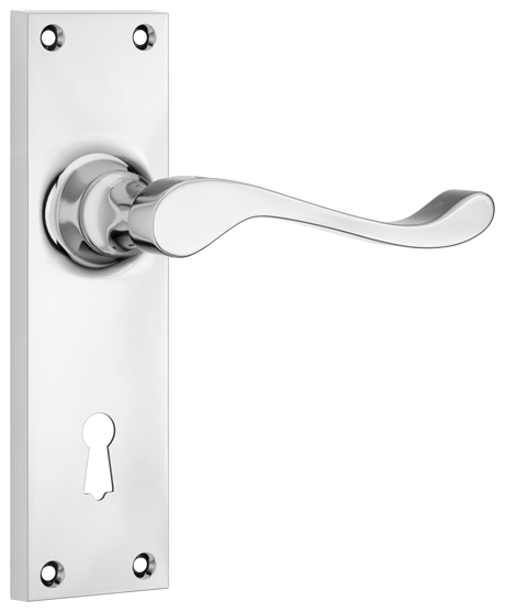 Tradco Victorian Door Lever on Plate Chrome Plated Lock